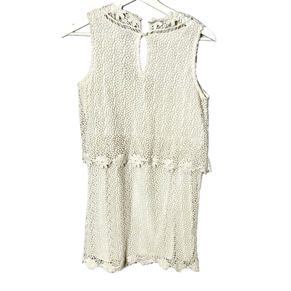 21. Top Shop Women’s Size 2 crochet mini dress ivory floral NWT - Picture 8 of 16